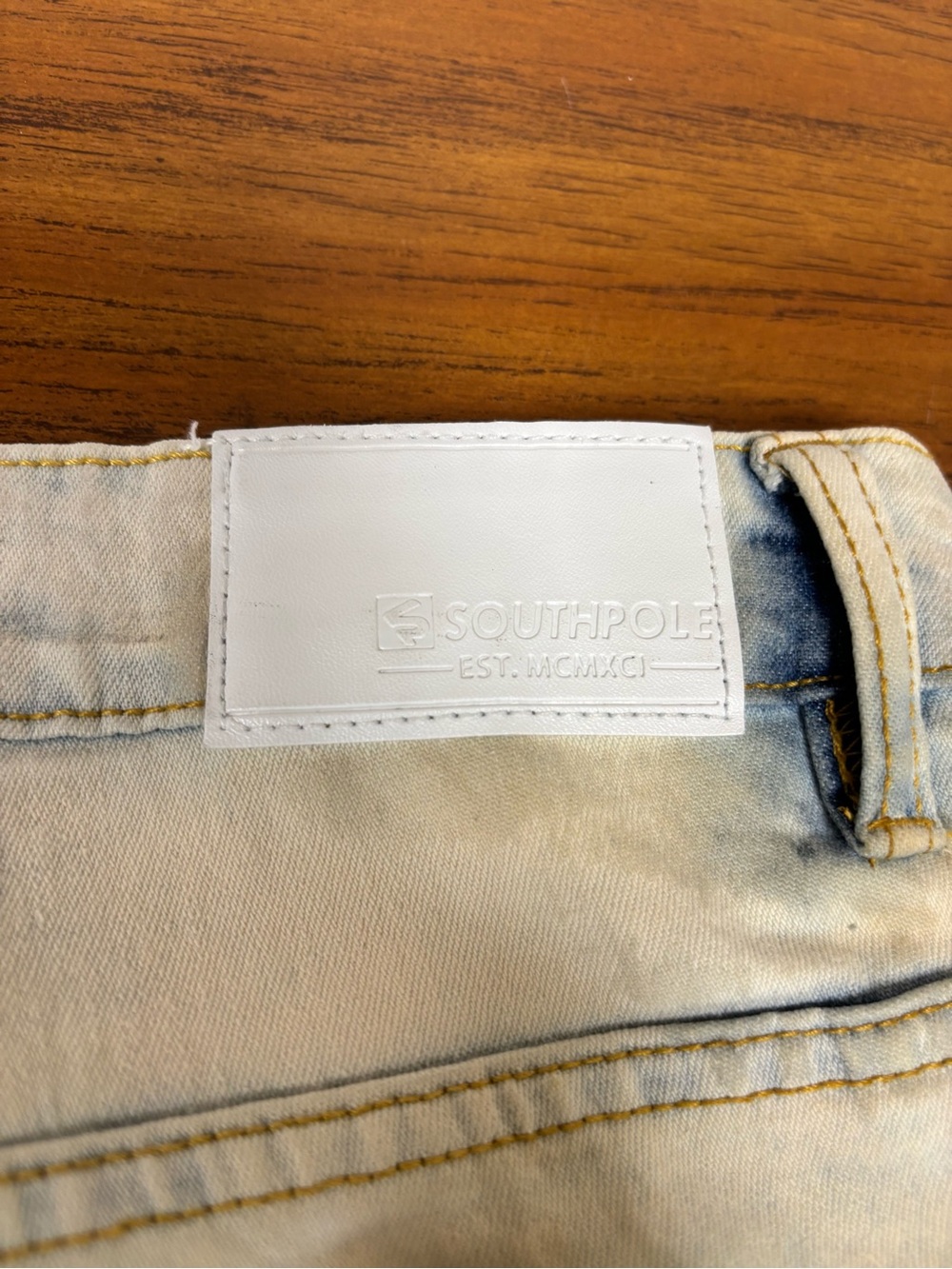 South Pole Washed Denim Slim Jean Shorts 'Light Blue' - Size 32 Waist - Picture 5 of 5